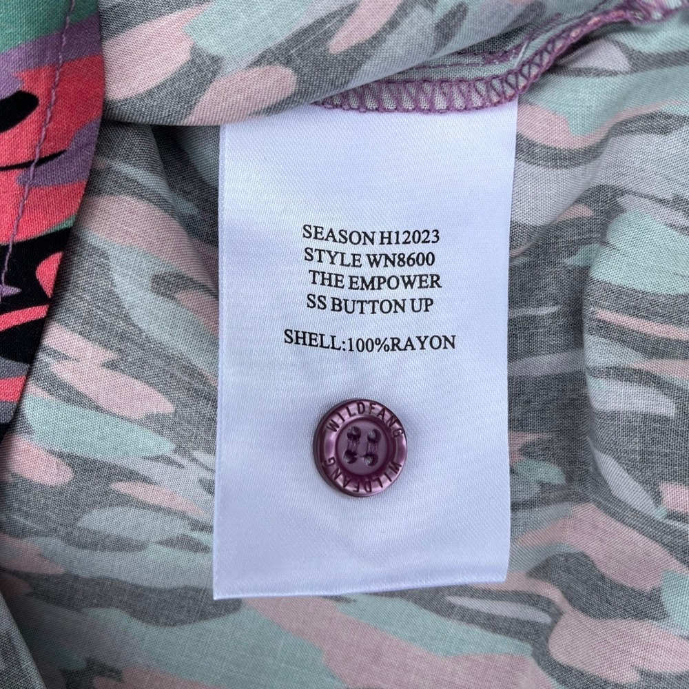 Wildfang The Empower SS Button Up Shirt Abstract Multi Color Rayon WN8600 Small - Picture 7 of 7
